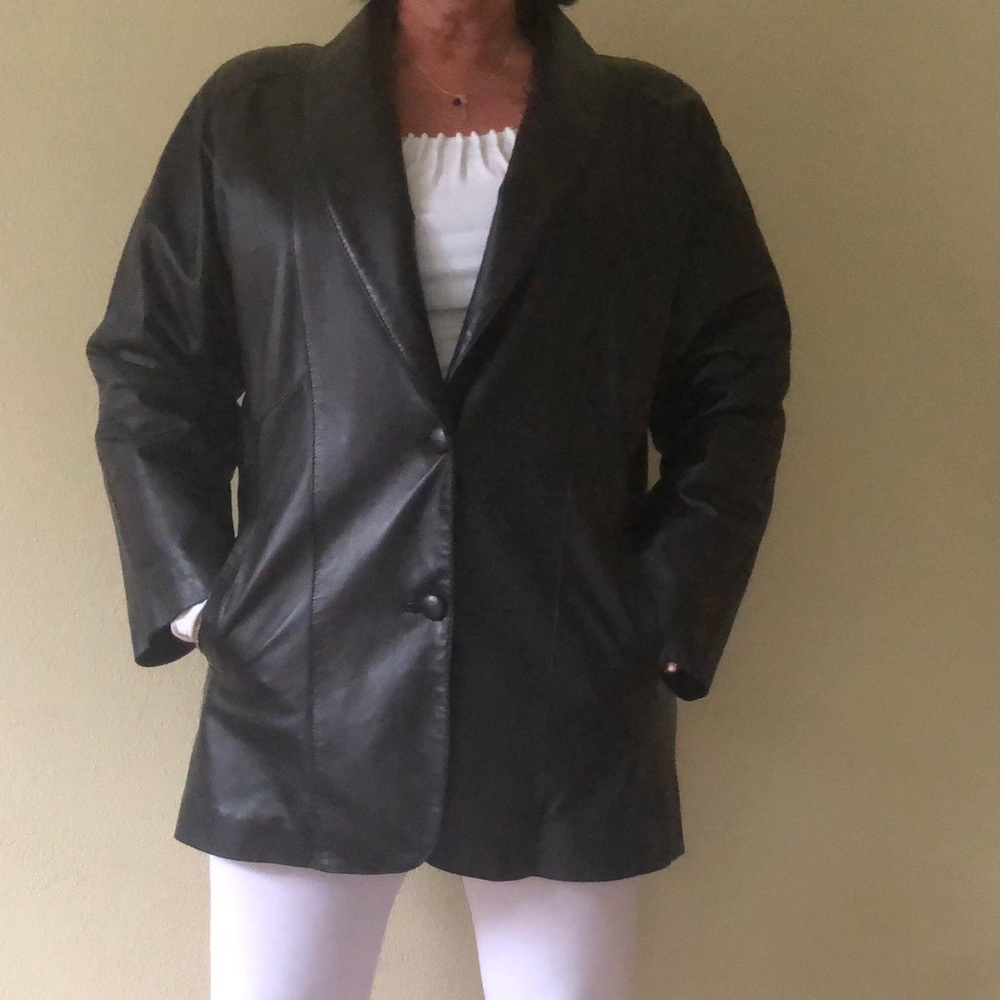 Henig Furs leather/fur car coat